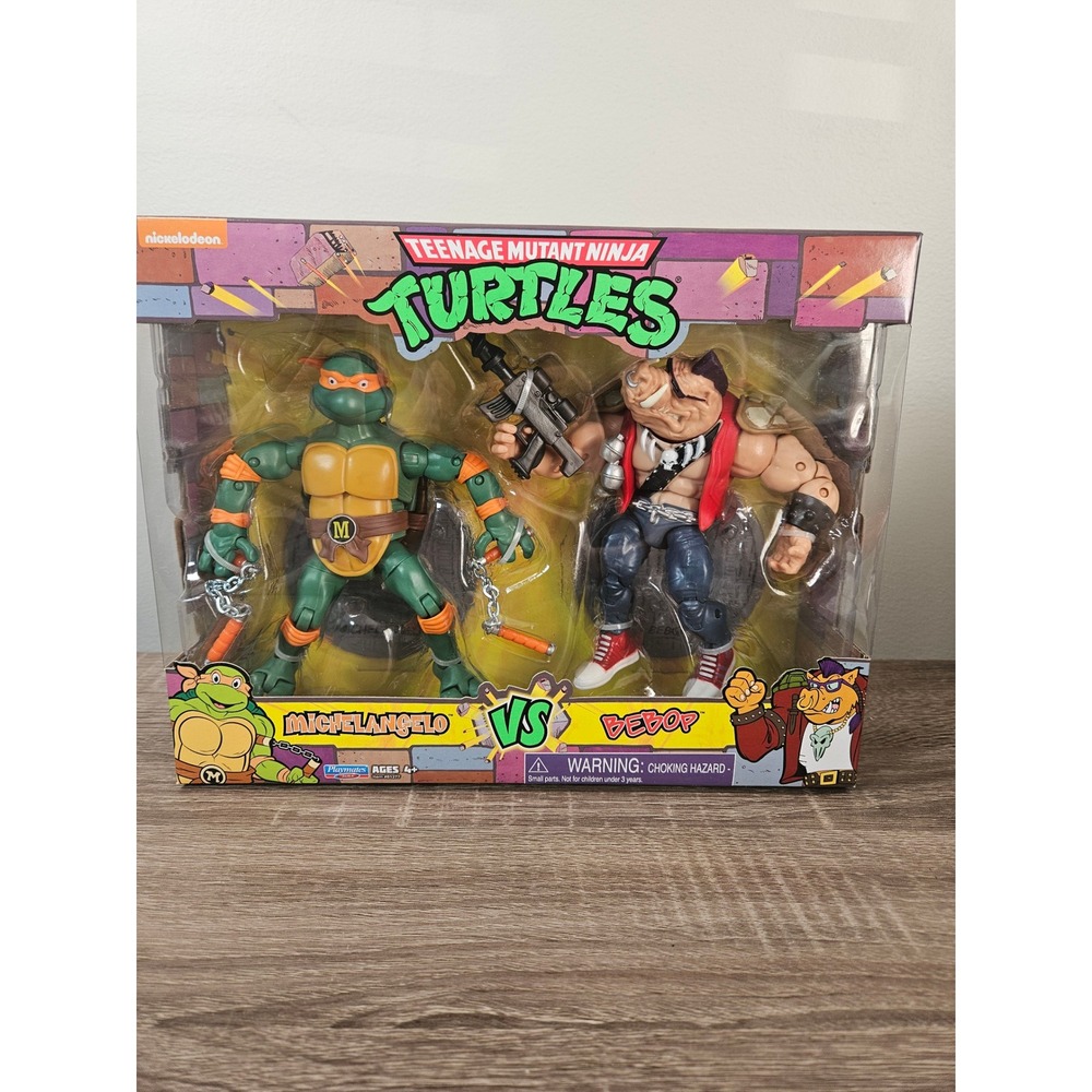 TMNT Michelangelo vs Bebop Action Figure 2-Pack Playmates Toys 81277 New